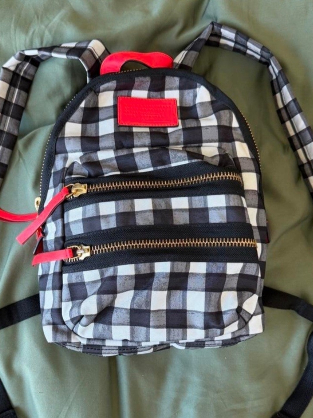 Marc By Marc Jacobs Black & White Gingham Kids Backpack with Pink Accents